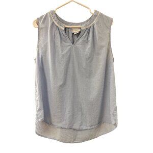 🍒 2/$20 🍒 Liz Claiborne Hi-Lo Blue and White Striped Cotton Tank sz PXL